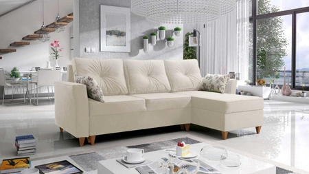 Ecksofa mit Schlaffunktion Topeka ecru rechte Seite stilvolles und modernes Design, das sich in jede Einrichtung einfügt