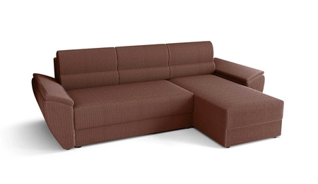 Ecksofa mit Schlaffunktion Fogu II Indian pink rechte Seite stilvolles Ecksofa mit bequemen Armlehnen und Bettzeugcontainer