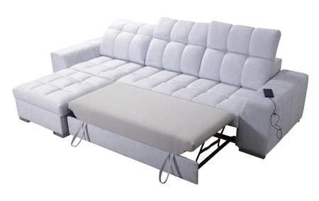 Ecksofa mit Schlaffunktion Luigi schwarz / weiß links Ecksofa mit zwei Bettkästen Stoff mit einer interessanten Struktur