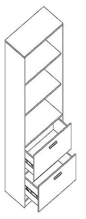 Bücherregal mit Schubladen Rest 50 cm Eiche Handwerk weiß / Esche moderne und funktionelle Möbel für das Jugendzimmer