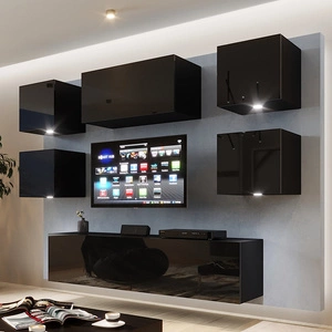 Sufli schwarz/schwarz glänzend Hängeelement Äußerst stilvolles Hängeelement für das Wohnzimmer optisch ansprechend und funktional