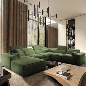 Ecksofa mit Schlaffunktion Viano VIII grün links modernes Ecksofa mit interessantem Design Bettzeugcontainer