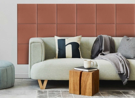 Gepolstertes Paneel Quadra 40x40 cm schmutzig rosa stilvolles Wandpaneel quadratischer Veloursstoff modisches Finish für jede Einrichtung