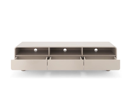 TV Schrank Bion 180 cm beige modernes Design abgerundete Linien TV-Schrank Designer kugelförmige Beine