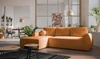 Ecksofa mit Schlaffunktion Colio honey linke Seite stilvolles Ecksofa mit interessanter Form Velourstoff Zierkissen Ball