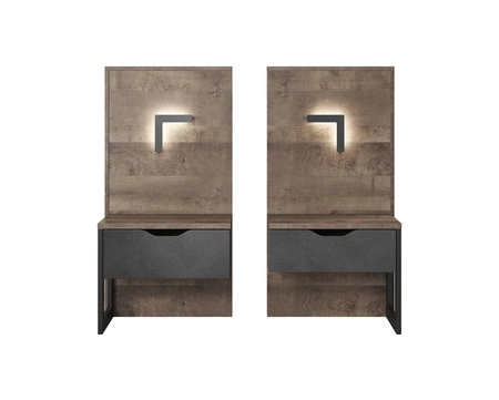 Nachttisch mit Schublade Holte Eiche grange sand / matera modernes Möbeldesign Korpuskanten mit speziellem ABS-Furnier bearbeitet