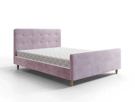 Polsterbett Isara 180x200 puderrosa mit Kasten im modernen skandinavischen Stil mit markantem Kopf- und Fußteil