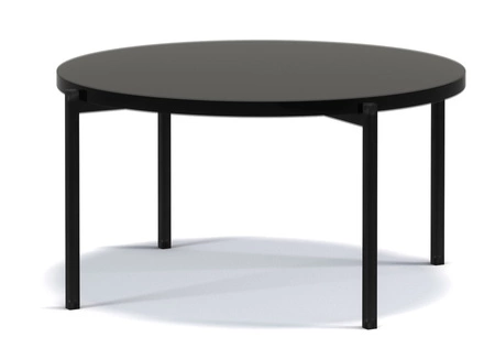 Runder Couchtisch 84 cm Sampi schwarz glänzend zeitloses Design solides Metallgestell idealer Tisch für jede Umgebung