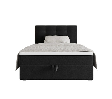 Boxspringbett Flint 100x200 schwarz im modernen skandinavischen Stil mit gepolstertem Kopfteil Bett mit Staukasten