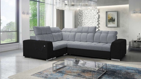 Ecksofa mit Schlaffunktion Luigi II grau / schwarz links Komfort für die tägliche Entspannung Ecksofa mit Bettkasten