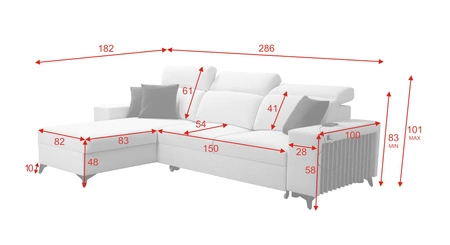 Kelly Ecksofa mit Schlaffunktion graphit links geflochten Komfort und Funktionalität Eckseite mit Latten abgeschlossen
