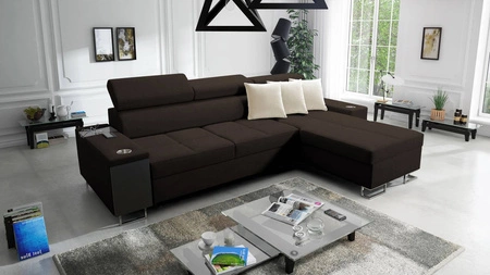 Ecksofa mit Schlaffunktion Dafni Braun rechtsseitig geflochten bietet Komfort und Funktionalität während der täglichen Erholung