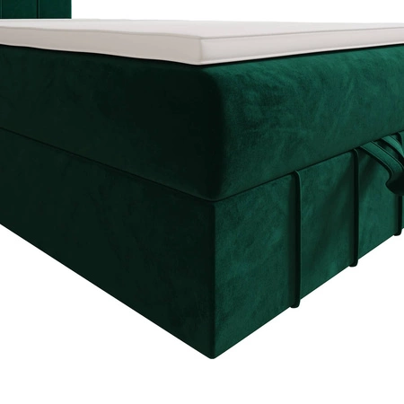 Boxspringbett Casey 90x200 flaschengrün im modernen skandinavischen Stil mit gepolstertem Kopfteil Bett mit Staukasten