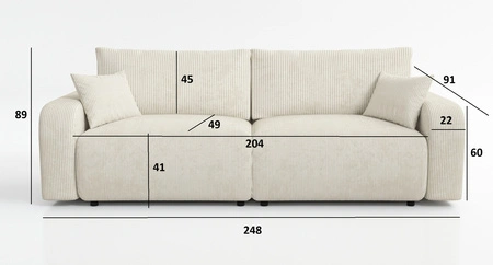 Sofa Fiesta beige funktionelles Wohnzimmersofa mit Bettzeugablage elegantes Design strapazierfähiges Gewebe