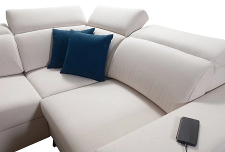 Ecksofa mit Schlaffunktion Kelly Sleek X grau rechtes extrem elegantes Ecksofa für Wohnzimmer mit verstellbaren Kopfstützen