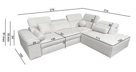 Ecksofa mit Schlaffunktion Viano VII grün rechts trendiges und stilvolles Ecksofa mit verstellbaren Kopfstützen Zierkissen