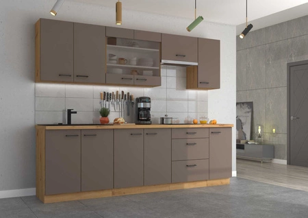 Rimini 260 cm Küchenmöbel Set einzigartiger Stil der Schränke passt zu jedem Stil Küche Interieur