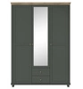 Verspiegelte Garderobe Evora 154 cm Flasche grün / Eiche lefkas elegantes Design ideal Kleiderschrank für Schlafzimmer Flur Zimmer geräumige Schubladen