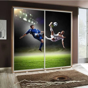 Artistino 205 cm Schiebeschrank mit Fußballspieler II Grafik Der Korpus des Schranks in Eiche Catania ist aus 22 mm starker Platte