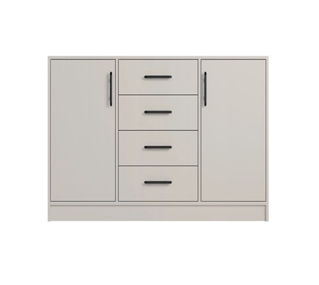 Schlafzimmermöbel-Set Caspe beige geometrische einfache Einheiten mit zeitlosem Design schwarze Griffe Möbel-Set mit Kleiderschrank