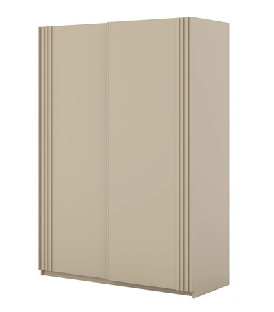 Schiebeschrank Niva 150 cm beige geräumiger Kleiderschrank mit Lamellen verziert ist perfekt für Räume jeder Größe