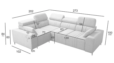 Ecksofa mit Schlaffunktion Castel II rosa links bequemes Ecksofa mit verstellbaren Kopfstützen Bettzeugcontainer