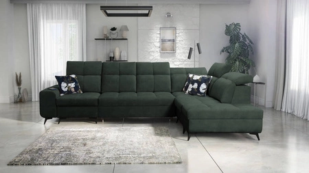 Ecksofa mit Schlaffunktion Buffalo XI grün rechtsseitig stilvolles Ecksofa mit drei Bettkästen Velourstoff