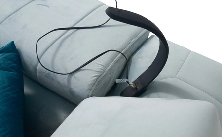 Ecksofa mit Schlaffunktion Rava VI marineblau rechts Praktisches und modernes Ecksofa, ausgestattet mit einer Multifunktionslampe