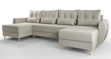 Ecksofa mit Schlaffunktion Rovigo U creme elegantes Ecksofa in skandinavischer Form mit garantiertem Komfort großes Bettzeugfach