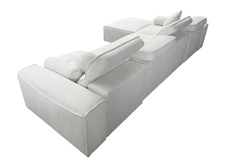 Ecksofa mit Schlaffunktion Viano XII Lux graue Esche Linkshänder-Designer-Ecksofa für das Wohnzimmer mit komfortablem ausziehbarem Fußteil