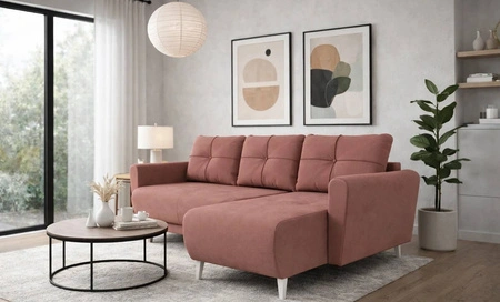 Ecksofa mit Schlaffunktion Felicie Lachsfarbe Universal Ecksofa stilvolles Design das in jede Einrichtung passt