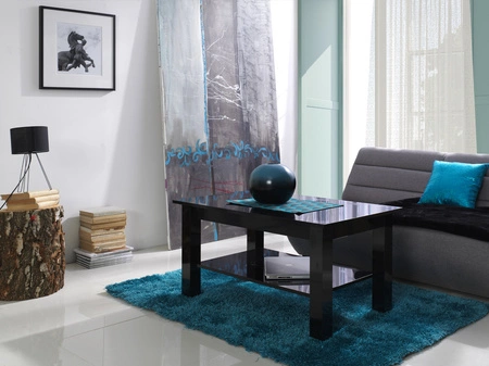 Couchtisch Sedona T27 102 cm schwarz glänzend modernes Möbeldesign Die Kanten des Couchtisches sind mit einem speziellen Furnier versehen