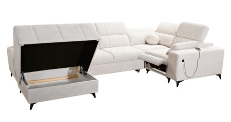 Ecksofa mit Schlaffunktion Penejos IV Lux beige linke Seite stilvolles Ecksofa mit bequemem ausziehbarem Fußteil