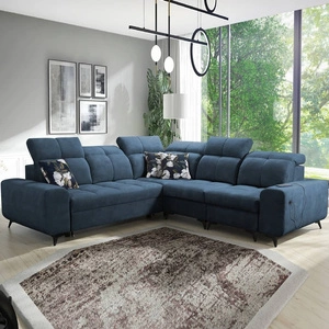 Ecksofa mit Schlaffunktion Buffalo III blau rechts bequemes Ecksofa mit ästhetischer Ausführung mit Bettzeugcontainern
