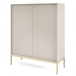 Kommode Lovro 104 cm beige in modernem Design mit Goldverzierung wird Liebhaber ausdrucksstarker Innenräume begeistern