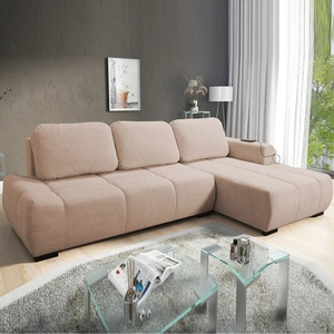 Ecksofa mit Schlaffunktion Zartes Puderrosa rechtsseitig stilvolles Design Ecksofa-Bett, das sich durch seine abgerundete Form auszeichnet