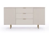 Kommode mit Schubladen Sula 150 cm beige elegante und funktionelle Kommode mit dekorativen geriffelten Fronten und Metallgriffen