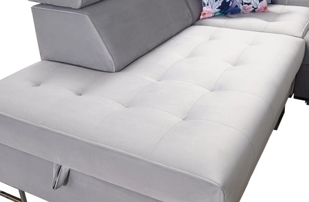 Ecksofa mit Schlaffunktion Hampton VII quarzrosa linkesaus Samtstoff mit glatter Oberfläche