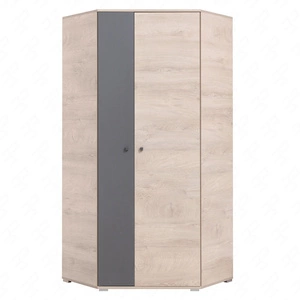 Eck kleiderschrank Dzeta Eiche / Anthrazit ideal für das Jugendzimmer funktionell und geräumig Originalfarben