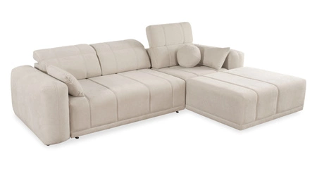 Ecksofa mit Schlaffunktion Cetara blau rechte Seite stilvolles Design komfortable Schiebelehne verstellbare Kopfstützen