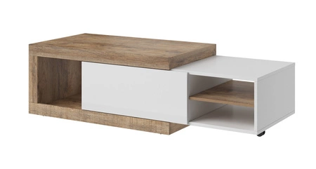 Couchtisch Sintra 120 cm / 153 cm Eiche samdal / weiß glänzend Originaldesign Breite verstellbarer Tisch