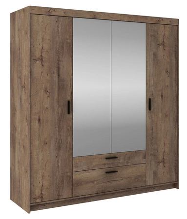 Spiegel Kleiderschrank Rene 176 cm Eiche lefkas modernes Design stilvolle Griffe in schwarz