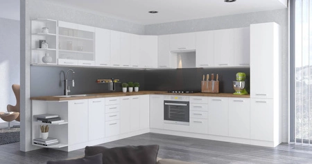 Küchenhochschrank mit Regal EkoWhite 80 D 2F BB dampf-, hitze- und spritzwasserbeständig