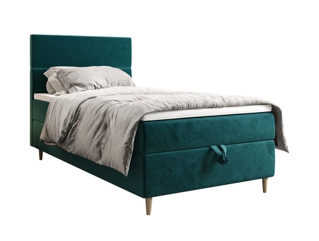 Boxspringbett Bing 120x200 türkis im modernen skandinavischen Stil mit gepolstertem Kopfteil Bett mit Staukasten