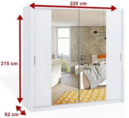 Verspiegelter Schiebeschrank Rico 220 cm Eiche Kloster funktionelle Möbel im klassischen Stil Kleiderschrank für das Schlafzimmer oder Flur gewidmet