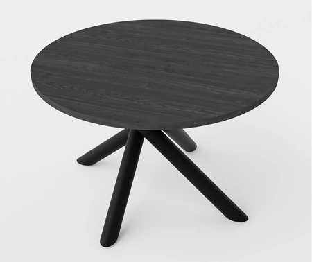 Runder Tisch Lyon 110 cm portland Esche / schwarz Designer Esstisch Metall Spinne Beine höhenverstellbar