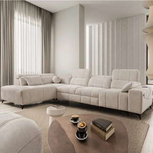 Ecksofa mit Schlaffunktion Penejos XI beige linksseitig komfortables Ecksofa mit verstellbaren Kopfstützen und zwei Bettkästen