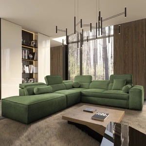 Ecksofa mit Schlaffunktion Viano IX grün links stilvolles Ecksofa mit Bettzeugcontainern ideales Möbelstück für ein großes Wohnzimmer