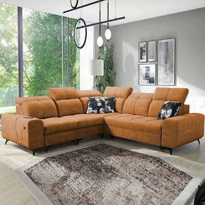 Ecksofa mit Schlaffunktion Buffalo III honigfarben links komfortables Ecksofa in ästhetischer Ausführung mit Bettzeugcontainern