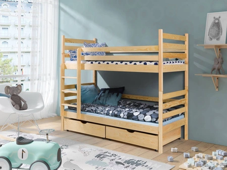 Etagenbett Wojtek 2 Personen 80x180 cm tief Ausziehbare Schubladen auf Rädern nehmen den Platz eines Einzelbettes ein